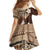 Samoa Teuila 2024 Family Matching Off Shoulder Short Dress and Hawaiian Shirt Samoan Siapo Pattern Brown Version