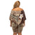 Samoa Teuila 2024 Family Matching Off Shoulder Short Dress and Hawaiian Shirt Samoan Siapo Pattern Brown Version