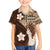 Samoa Teuila 2024 Family Matching Off Shoulder Short Dress and Hawaiian Shirt Samoan Siapo Pattern Brown Version