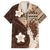 Samoa Teuila 2024 Family Matching Short Sleeve Bodycon Dress and Hawaiian Shirt Samoan Siapo Pattern Brown Version