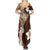 Samoa Teuila 2024 Family Matching Summer Maxi Dress and Hawaiian Shirt Samoan Siapo Pattern Brown Version