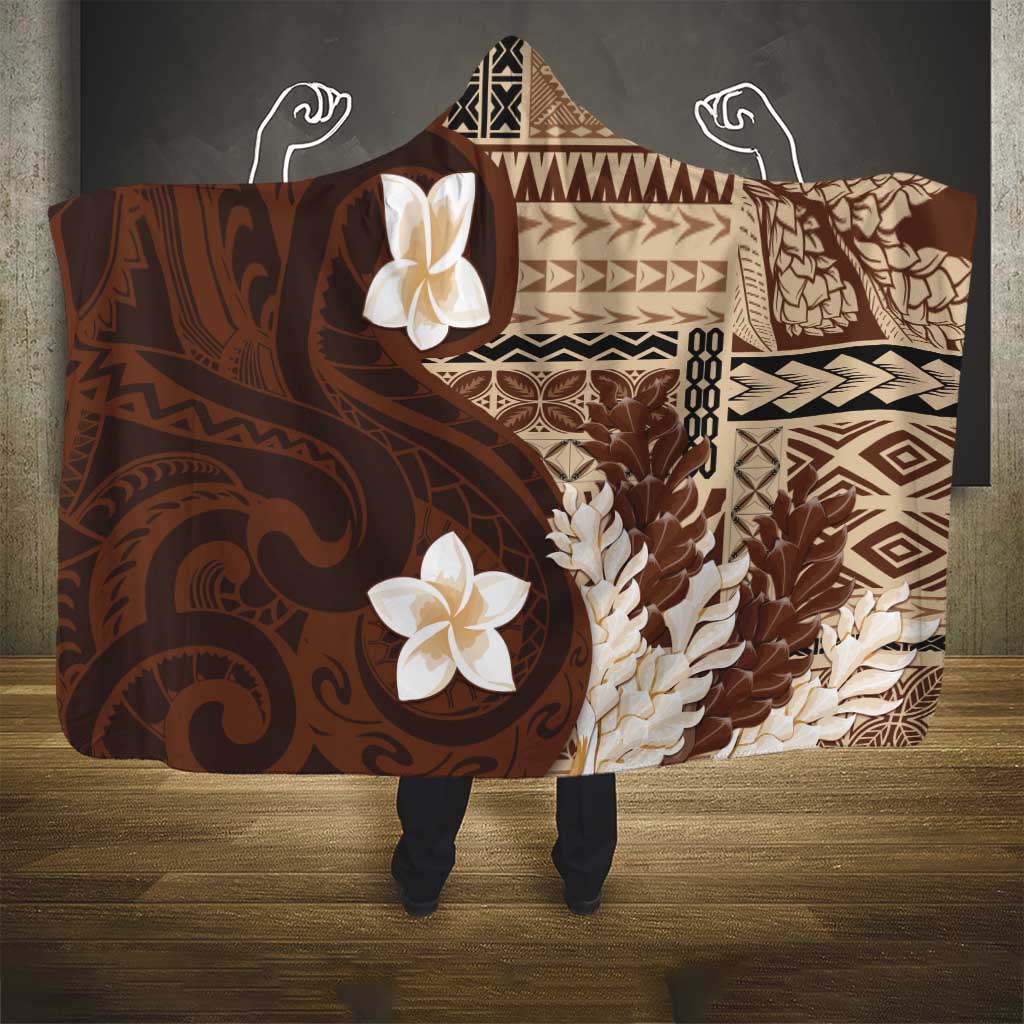 Samoa Teuila 2024 Hooded Blanket Samoan Siapo Pattern Brown Version LT05 - Polynesian Pride