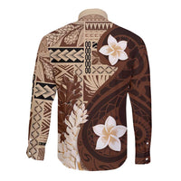Samoa Teuila 2024 Long Sleeve Button Shirt Samoan Siapo Pattern Brown Version LT05 - Polynesian Pride