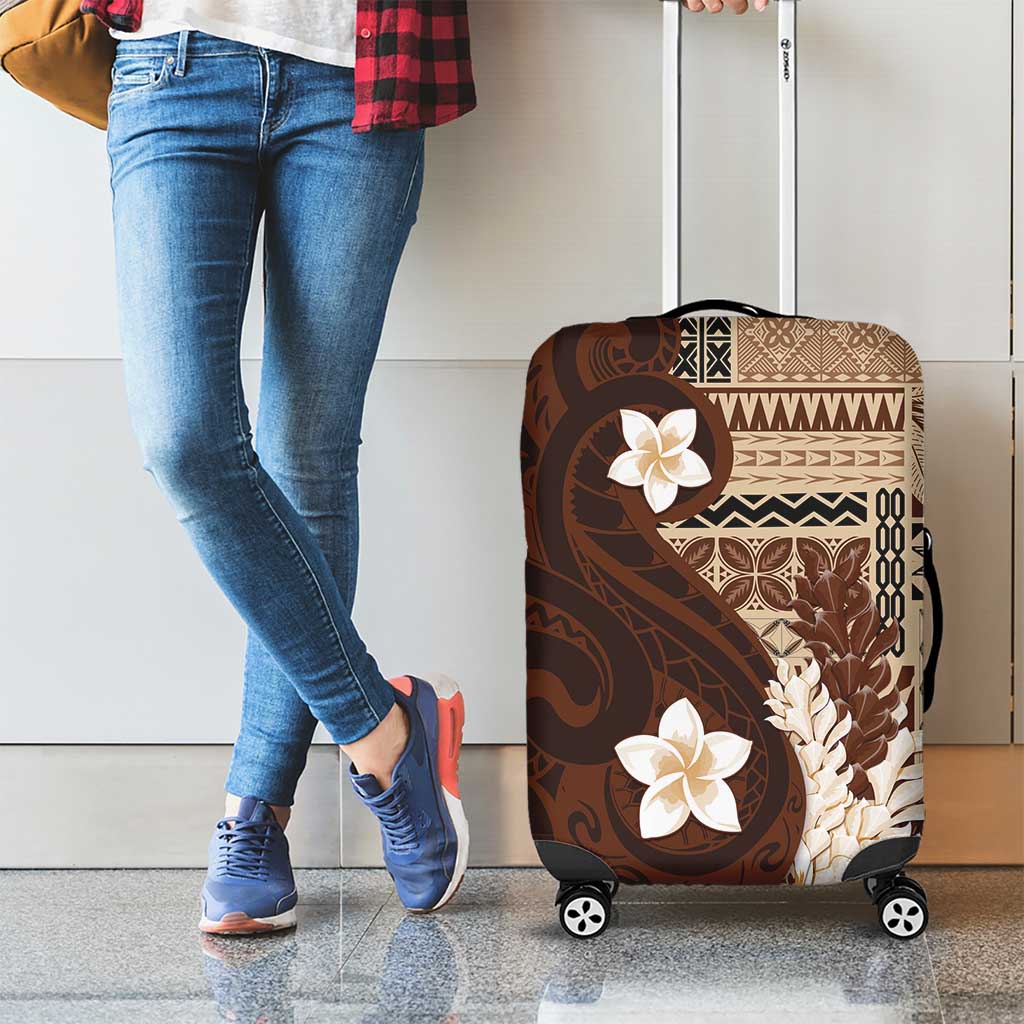 Samoa Teuila 2024 Luggage Cover Samoan Siapo Pattern Brown Version LT05 - Polynesian Pride