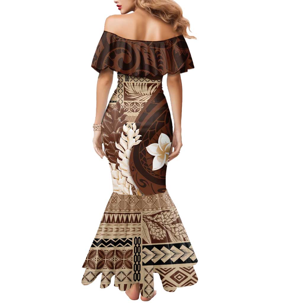 Samoa Teuila 2024 Mermaid Dress Samoan Siapo Pattern Brown Version LT05 - Polynesian Pride