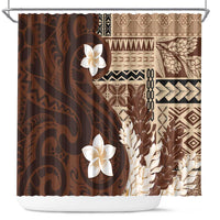 Samoa Teuila 2024 Shower Curtain Samoan Siapo Pattern Brown Version LT05 Brown - Polynesian Pride