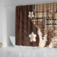 Samoa Teuila 2024 Shower Curtain Samoan Siapo Pattern Brown Version LT05 - Polynesian Pride