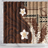 Samoa Teuila 2024 Shower Curtain Samoan Siapo Pattern Brown Version LT05 - Polynesian Pride