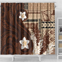 Samoa Teuila 2024 Shower Curtain Samoan Siapo Pattern Brown Version LT05 - Polynesian Pride