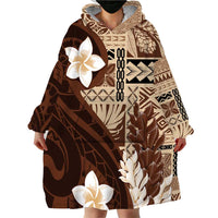 Samoa Teuila 2024 Wearable Blanket Hoodie Samoan Siapo Pattern Brown Version LT05 - Polynesian Pride