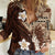 Samoa Teuila 2024 Women Casual Shirt Samoan Siapo Pattern Brown Version