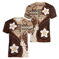Samoa Teuila 2024 Women V-Neck T-Shirt Samoan Siapo Pattern Brown Version LT05 - Polynesian Pride