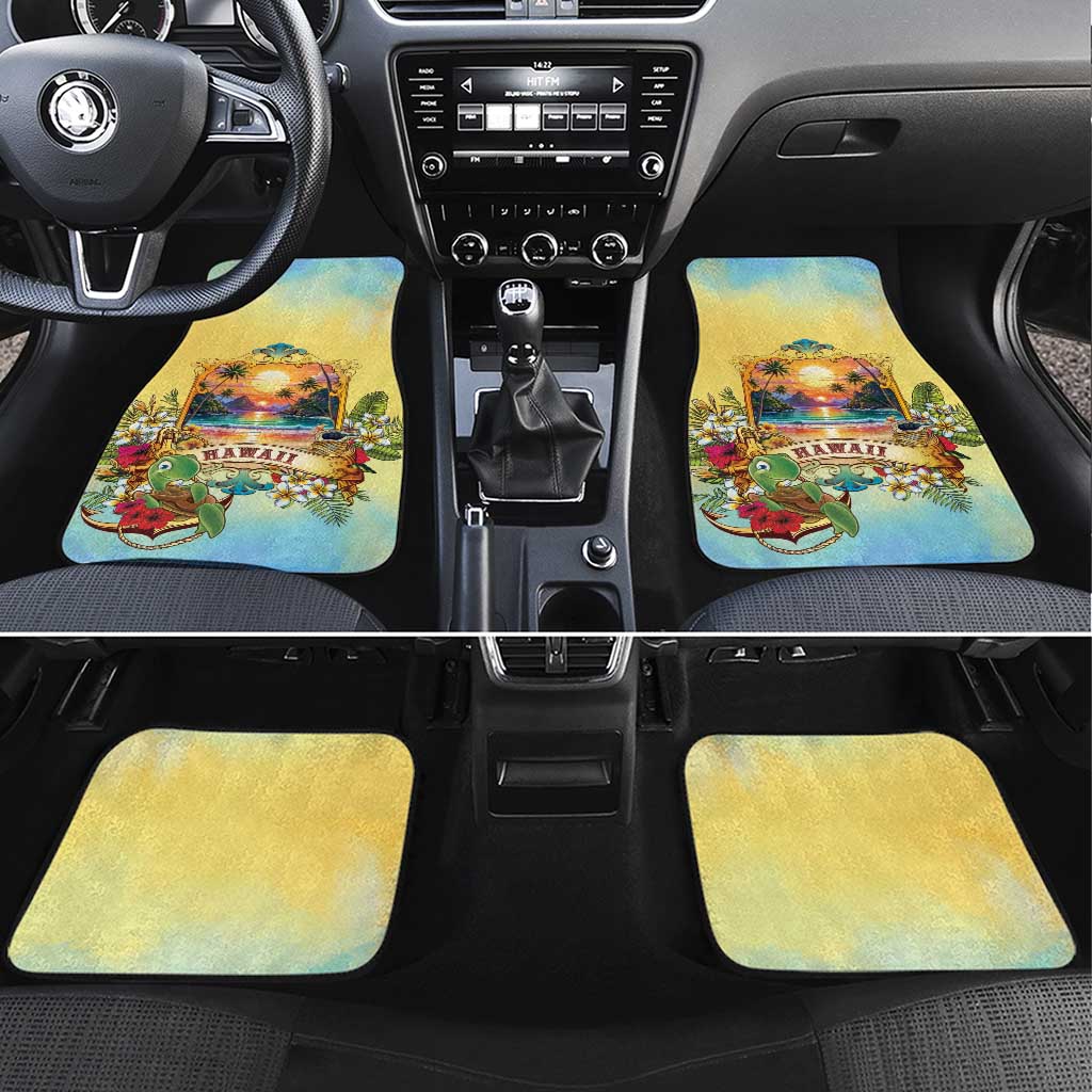 Aloha Hawaii Turtle Car Mats Retro Style LT05 Set 4pcs Beige - Polynesian Pride