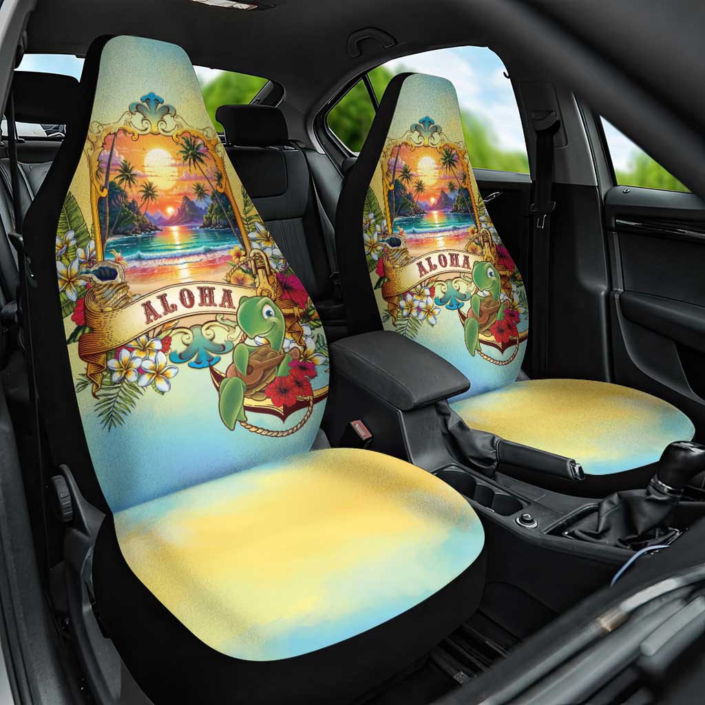 Aloha Hawaii Turtle Car Seat Cover Retro Style LT05 One Size Beige - Polynesian Pride