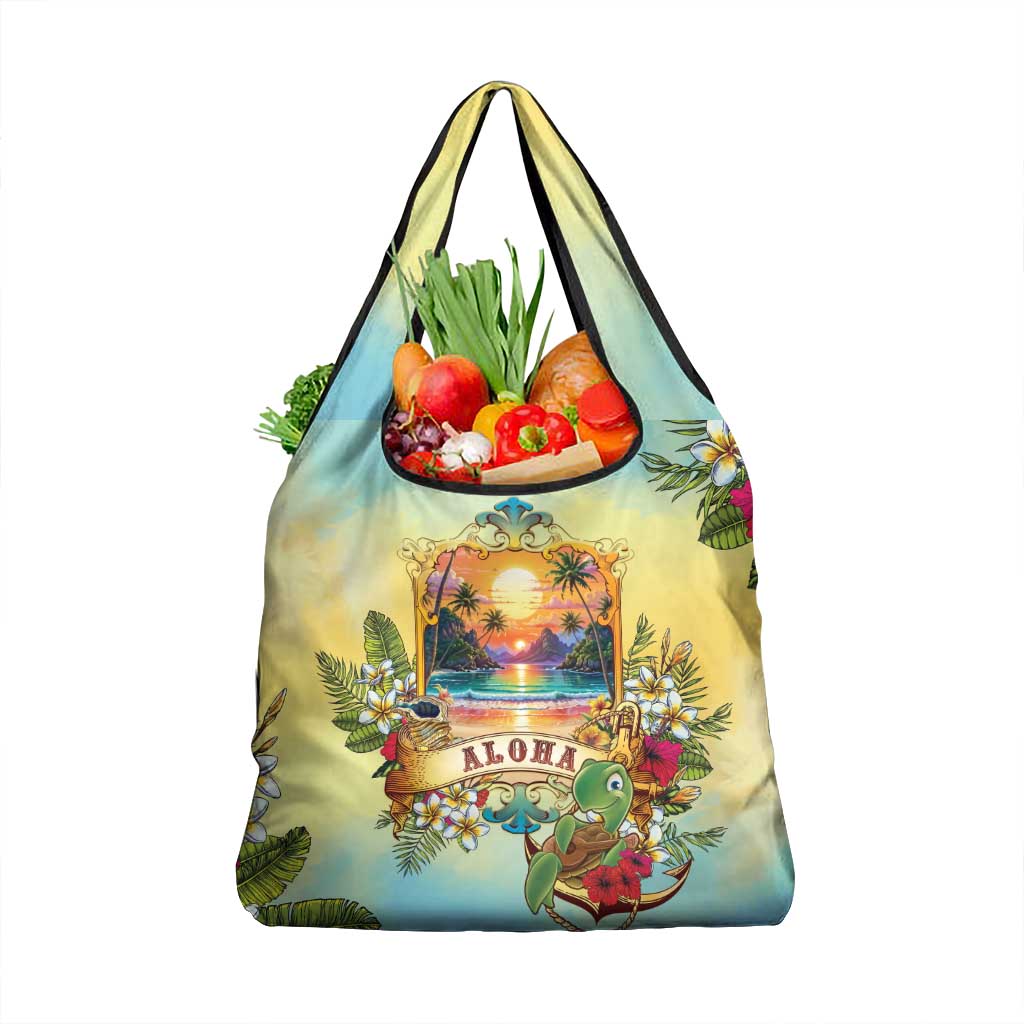Aloha Hawaii Turtle Grocery Bag Retro Style LT05 1-pack One Size Beige - Polynesian Pride