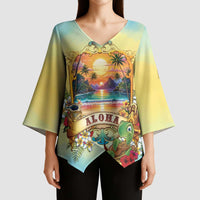 Aloha Hawaii Turtle Kimono Sleeve Blouse Retro Style LT05 - Polynesian Pride