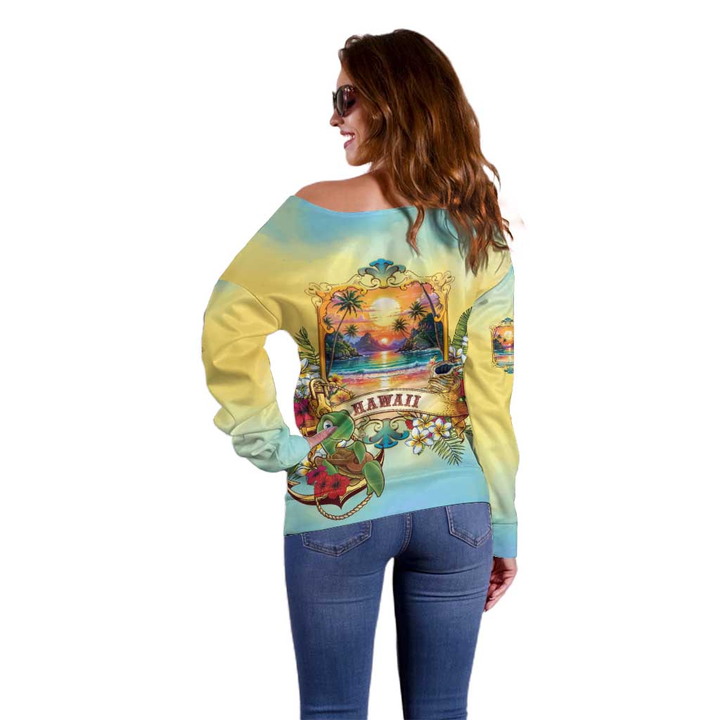 Aloha Hawaii Turtle Off Shoulder Sweater Retro Style LT05 - Polynesian Pride