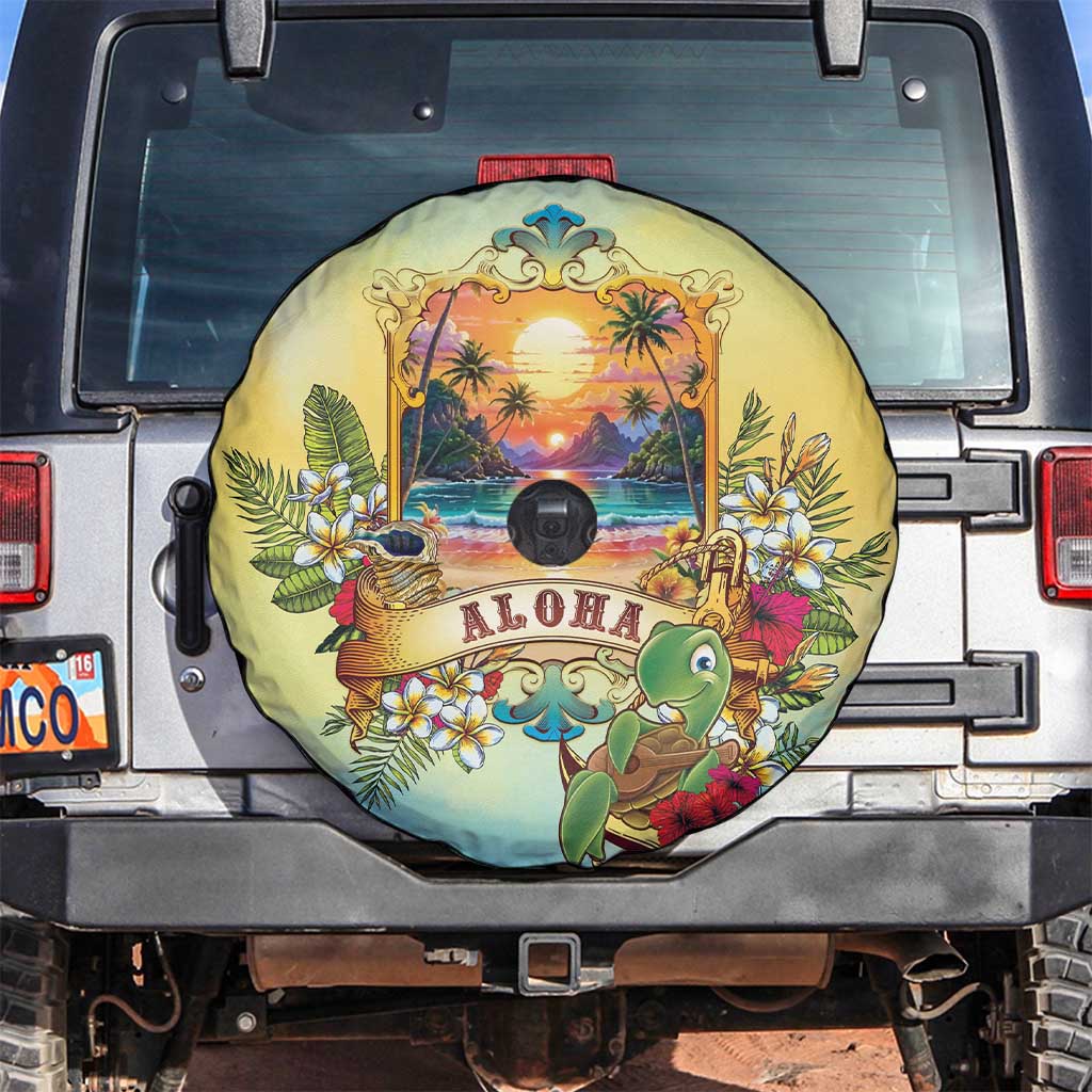Aloha Hawaii Turtle Spare Tire Cover Retro Style LT05 Beige - Polynesian Pride