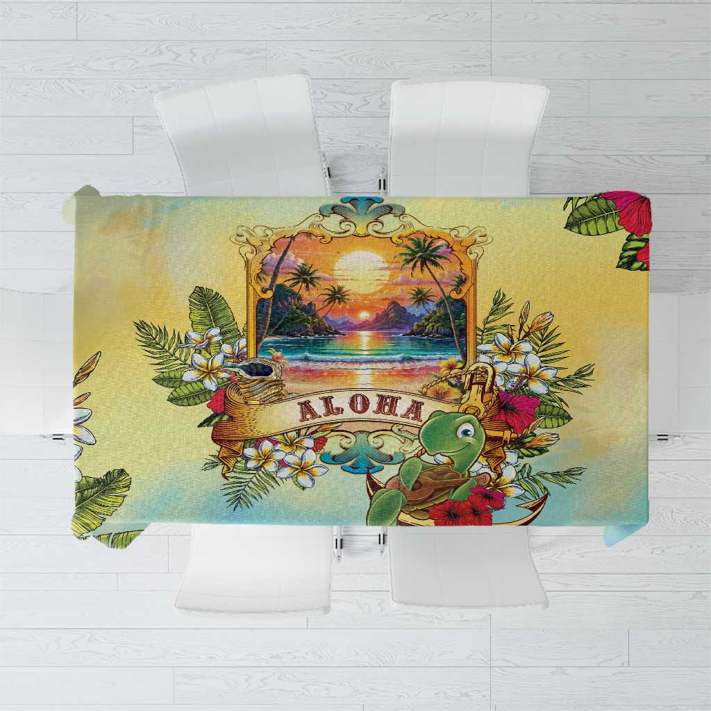 Aloha Hawaii Turtle Tablecloth Retro Style LT05 Beige - Polynesian Pride