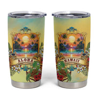 Aloha Hawaii Turtle Tumbler Cup Retro Style LT05 Beige - Polynesian Pride