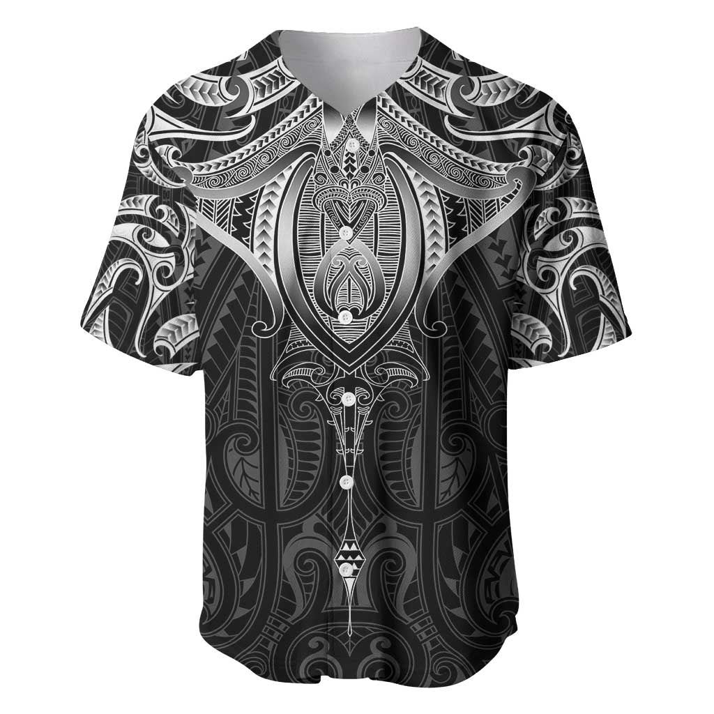 New Zealand Aotearoa Baseball Jersey Maori Manta Ray Moko Black LT05 Black - Polynesian Pride