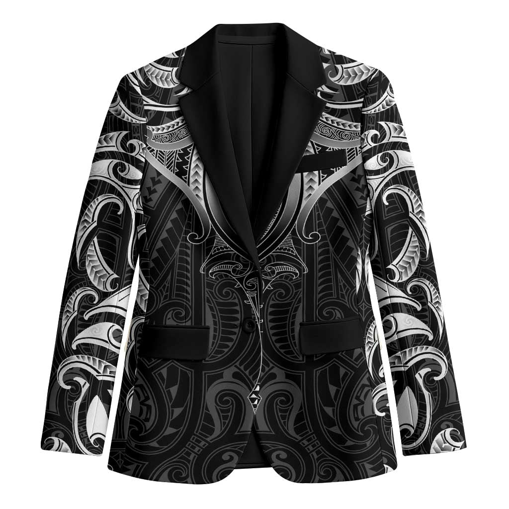 New Zealand Aotearoa Blazer Maori Manta Ray Moko Black LT05 Unisex Black - Polynesian Pride