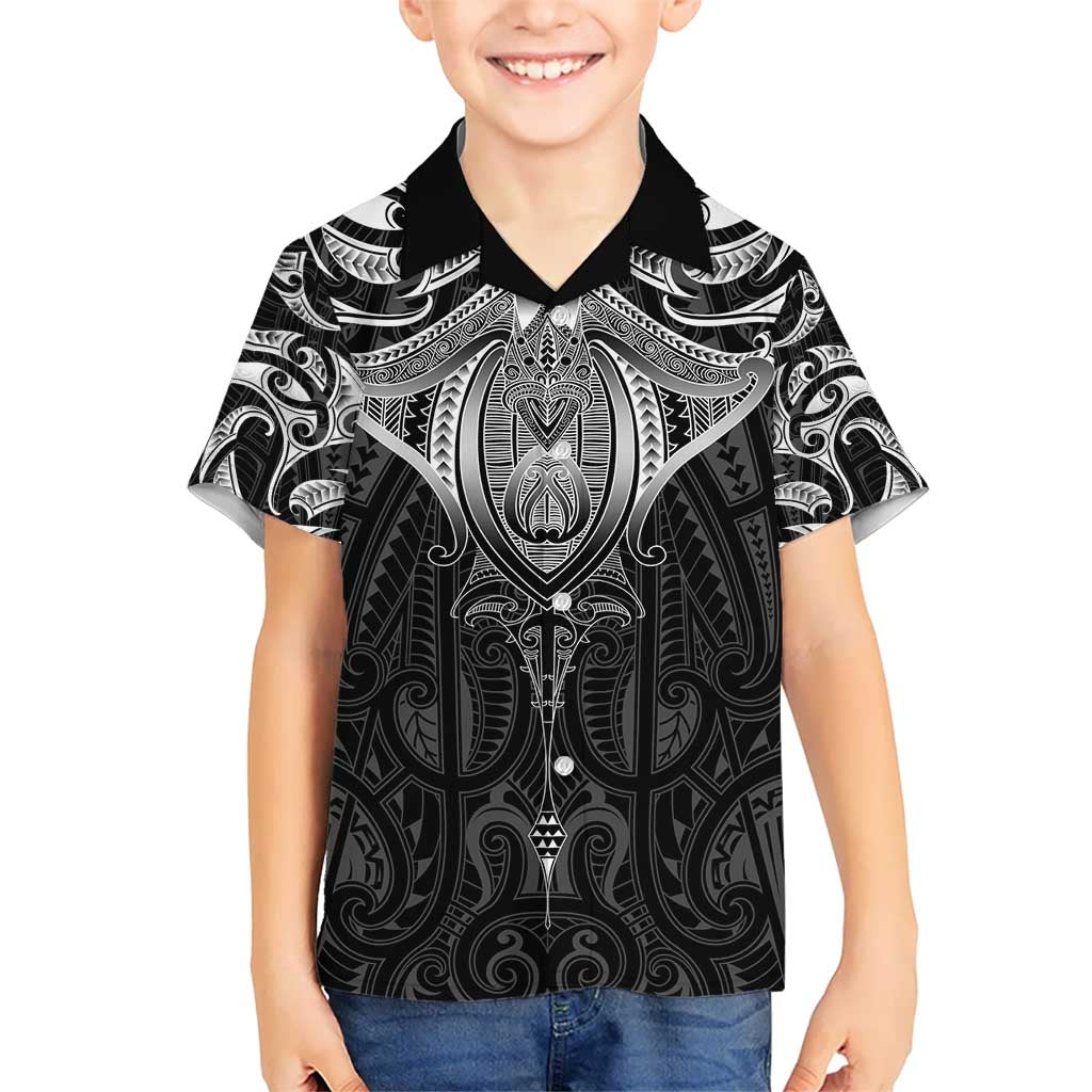 New Zealand Aotearoa Hawaiian Shirt Maori Manta Ray Moko Black LT05 - Polynesian Pride