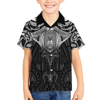 New Zealand Aotearoa Hawaiian Shirt Maori Manta Ray Moko Black LT05 - Polynesian Pride