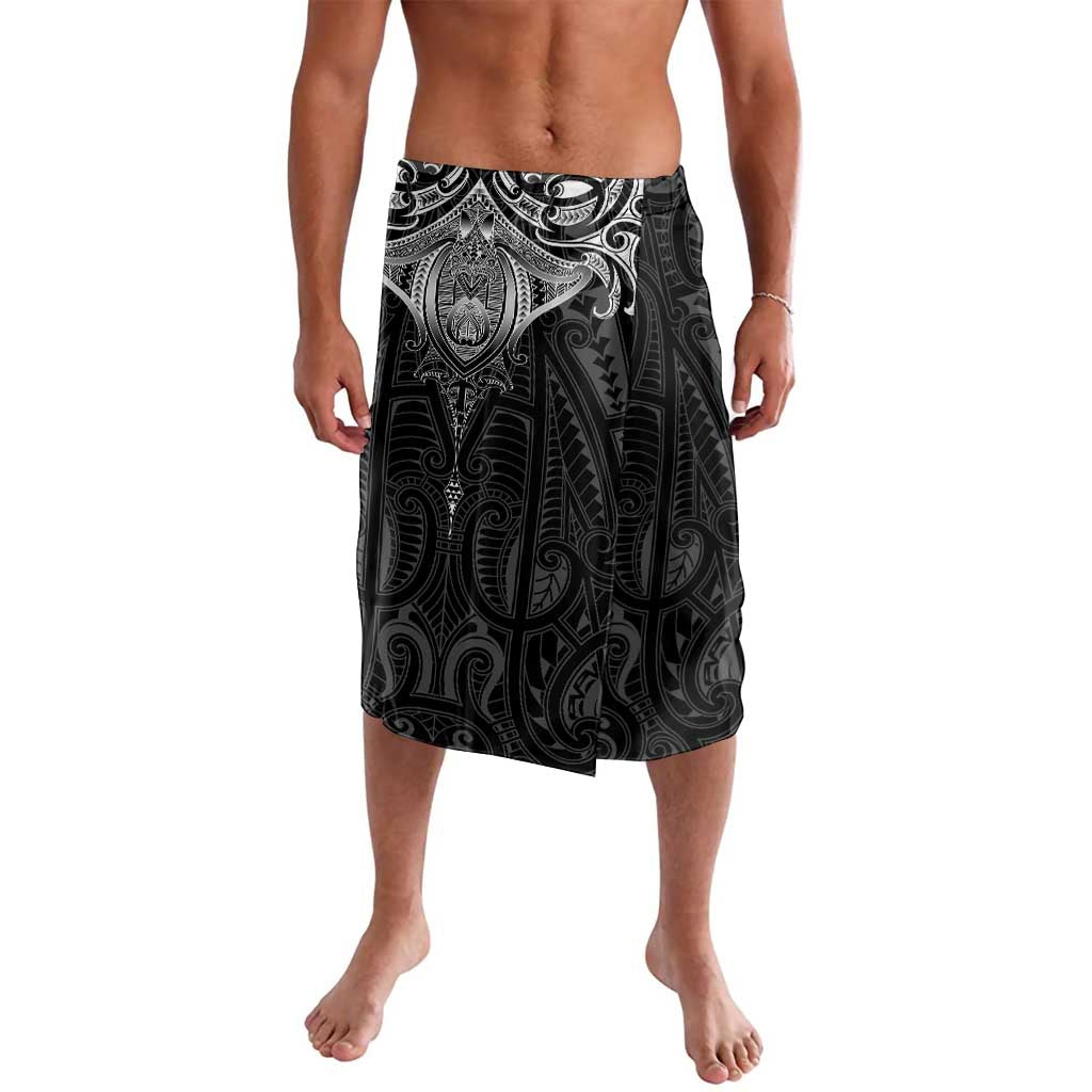 New Zealand Aotearoa Lavalava Maori Manta Ray Moko Black LT05 Black - Polynesian Pride