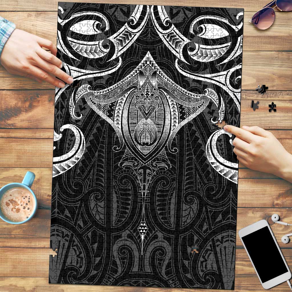 New Zealand Aotearoa Puzzle Maori Manta Ray Moko Black LT05 Black - Polynesian Pride