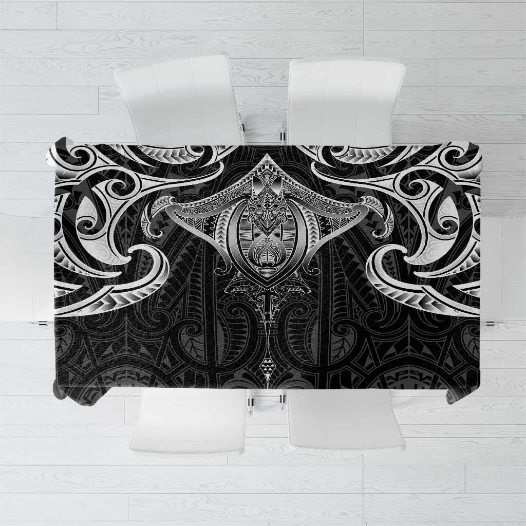 New Zealand Aotearoa Tablecloth Maori Manta Ray Moko Black LT05 Black - Polynesian Pride