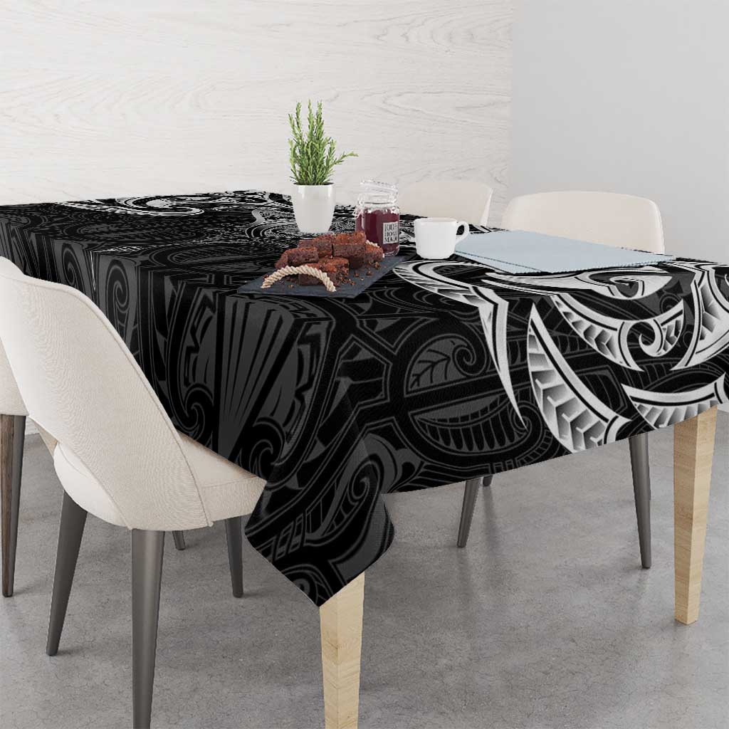 New Zealand Aotearoa Tablecloth Maori Manta Ray Moko Black LT05 - Polynesian Pride