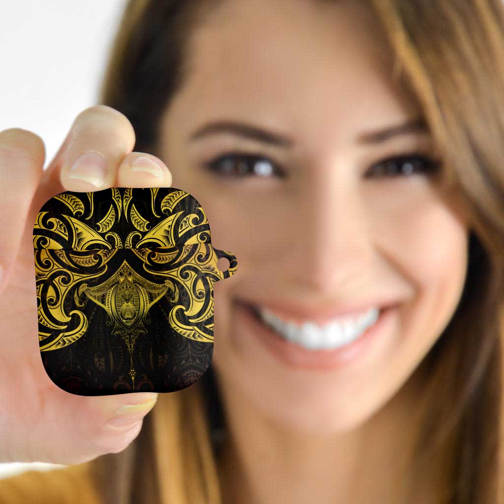 New Zealand Aotearoa AirPods Case Maori Manta Ray Moko Gold LT05 Gold - Polynesian Pride