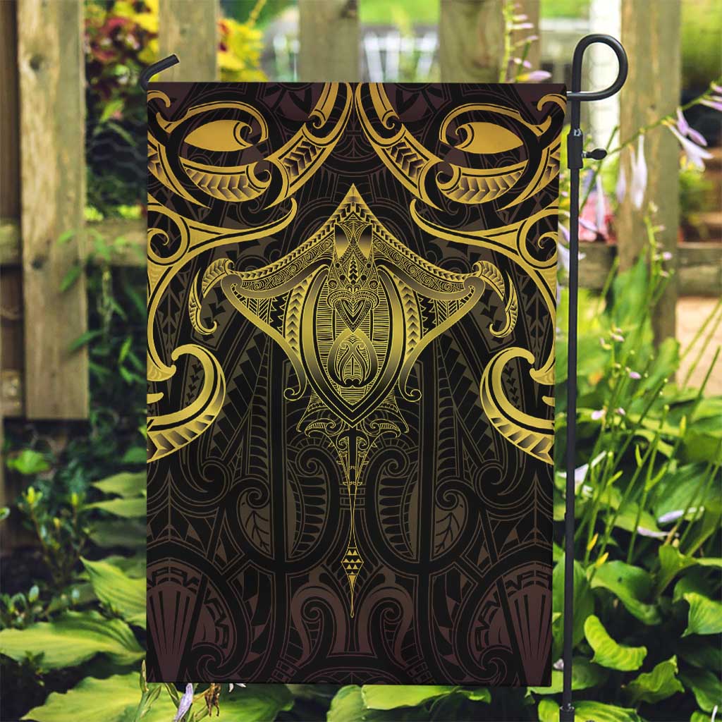 New Zealand Aotearoa Garden Flag Maori Manta Ray Moko Gold LT05 Garden Flag Gold - Polynesian Pride