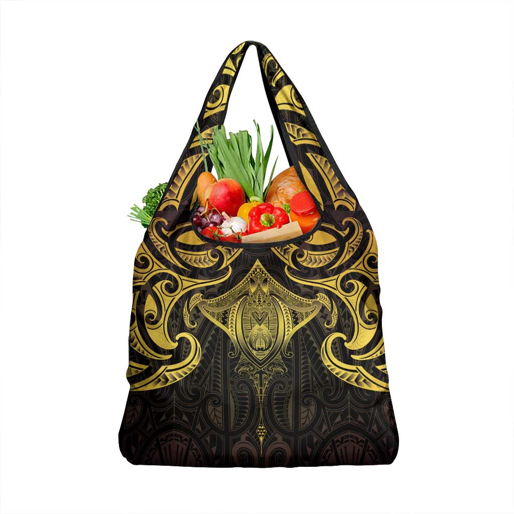 New Zealand Aotearoa Grocery Bag Maori Manta Ray Moko Gold LT05 1-pack One Size Gold - Polynesian Pride