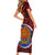 Papua New Guinea Gulf Province Short Sleeve Bodycon Dress Mix Coat Of Arms Polynesian Pattern LT05 - Polynesian Pride