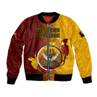 Personalized Papua New Guinea Western Province Bomber Jacket Mix Coat Of Arms Polynesian Pattern LT05 Unisex Red - Polynesian Pride