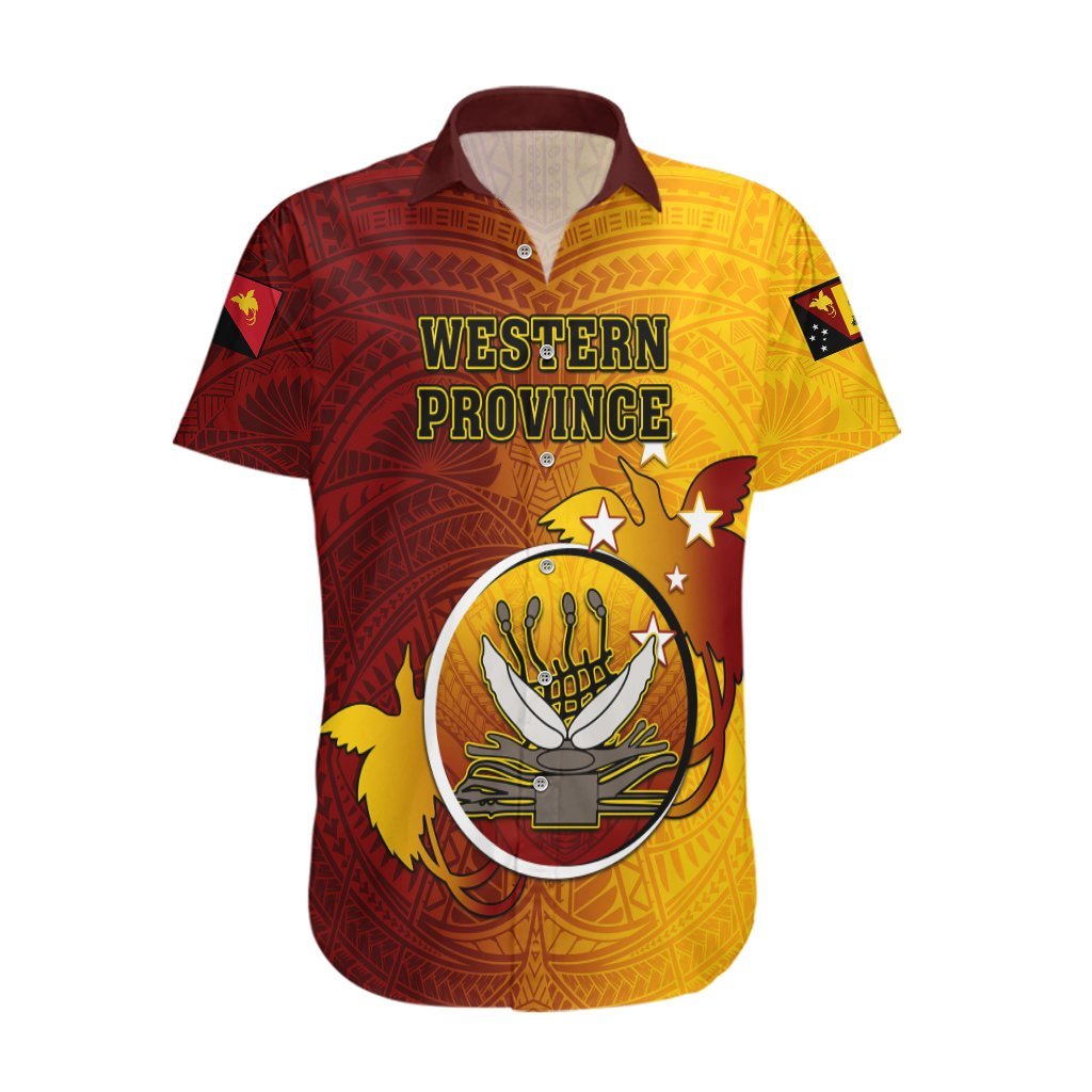 Personalized Papua New Guinea Western Province Hawaiian Shirt Mix Coat Of Arms Polynesian Pattern LT05 Red - Polynesian Pride