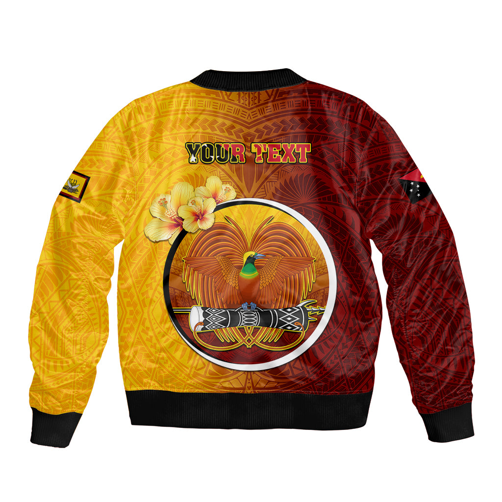 Personalized Papua New Guinea Western Province Sleeve Zip Bomber Jacket Mix Coat Of Arms Polynesian Pattern LT05 - Polynesian Pride