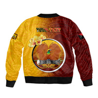 Personalized Papua New Guinea Western Province Sleeve Zip Bomber Jacket Mix Coat Of Arms Polynesian Pattern LT05 - Polynesian Pride