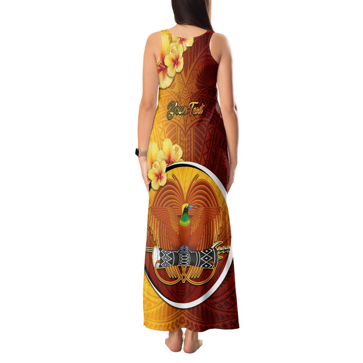 Personalized Papua New Guinea Western Province Tank Maxi Dress Mix Coat Of Arms Polynesian Pattern LT05 - Polynesian Pride