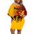 Papua New Guinea Madang Province Family Matching Off Shoulder Short Dress and Hawaiian Shirt Mix Coat Of Arms Polynesian Pattern LT05 Mom's Dress Yellow - Polynesian Pride