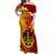 Papua New Guinea Madang Province Off Shoulder Maxi Dress Mix Coat Of Arms Polynesian Pattern LT05 Women Yellow - Polynesian Pride