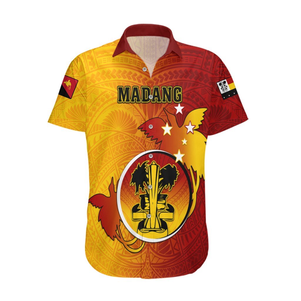 Personalized Papua New Guinea Madang Province Hawaiian Shirt Mix Coat Of Arms Polynesian Pattern LT05 Yellow - Polynesian Pride