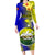 Papua New Guinea Morobe Province Family Matching Long Sleeve Bodycon Dress and Hawaiian Shirt Mix Coat Of Arms Polynesian Pattern LT05 Mom's Dress Yellow - Polynesian Pride