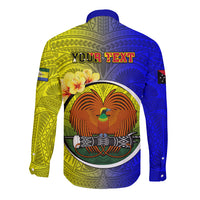 Personalized Papua New Guinea Morobe Province Long Sleeve Button Shirt Mix Coat Of Arms Polynesian Pattern LT05 - Polynesian Pride