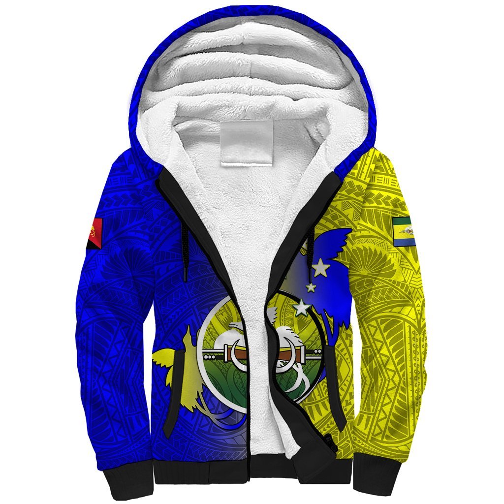 Personalized Papua New Guinea Morobe Province Sherpa Hoodie Mix Coat Of Arms Polynesian Pattern LT05 Unisex Yellow - Polynesian Pride