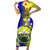 Personalized Papua New Guinea Morobe Province Short Sleeve Bodycon Dress Mix Coat Of Arms Polynesian Pattern LT05 Long Dress Yellow - Polynesian Pride