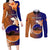 Personalized Papua New Guinea New Ireland Province Couples Matching Long Sleeve Bodycon Dress and Long Sleeve Button Shirts Mix Coat Of Arms Polynesian Pattern LT05 Blue - Polynesian Pride