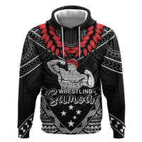 Custom Samoa Wrestling Hoodie Samoan Wrestler Ulafala Style LT05 Pullover Hoodie Black - Polynesian Pride
